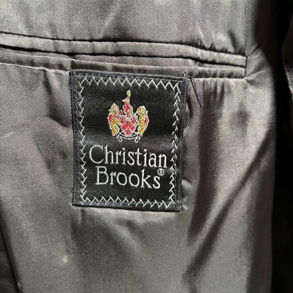 Christian Brooks 100% Silk Gray Blazer Suit Jacket 44 L Tweed 2 Button Pocket US - Picture 5 of 10